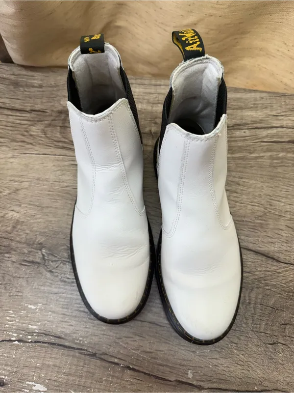 Dr. Martens 2976 Chelsea White Smooth Leather‎ Pull-On Ankle Boots size 7 - Image 10