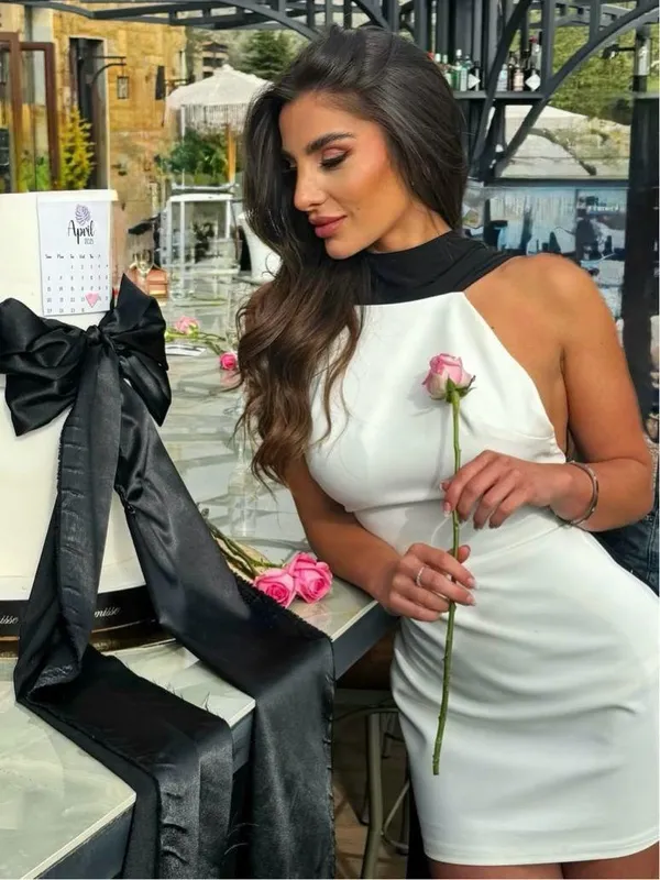 Zara mini bodycon Elegant Black and White Dress wedding holiday evening - Image 6