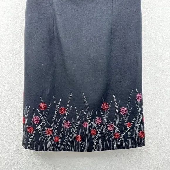 Black Sleeveless Boatneck 90s Y2K Floral Embroidered Mini Dress Clueless Noir - Image 4