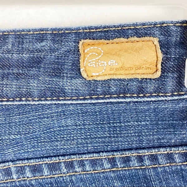 PAIGE Hollywood Hills Distressed Mid Rise Jeans 25 Neutral Casual Concert - Image 3