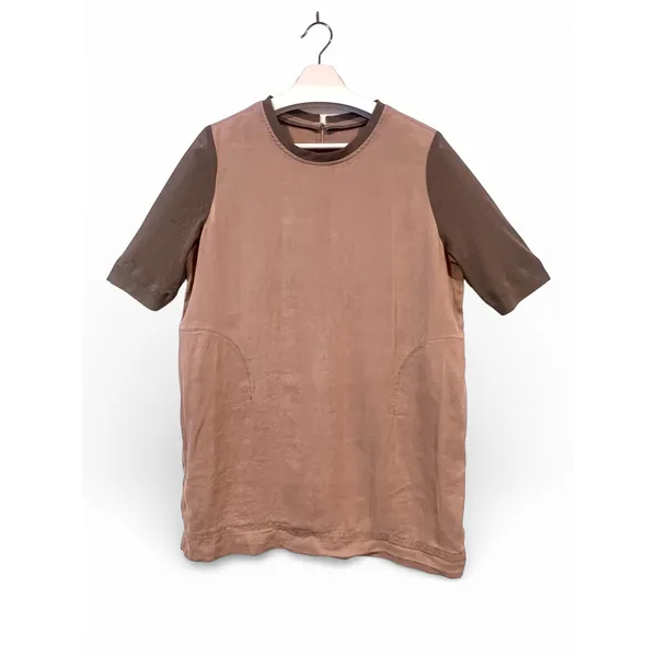 90s Minimalist Linen Blend Utility Shift Dress Khaki Brown Small - Image 2
