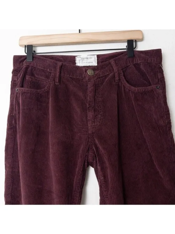 Current/Elliott Velvet Straight Leg Pant 10 Wine Mid Rise Pockets Corduroy - Image 5