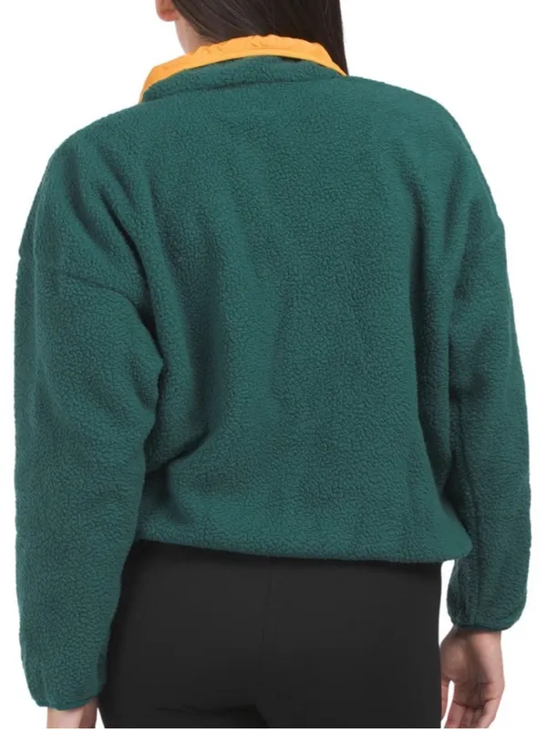 Wilo The Label Cozy Cosy Fleece Pullover Sweatshirt Teal/Marigold Green XS - Image 2