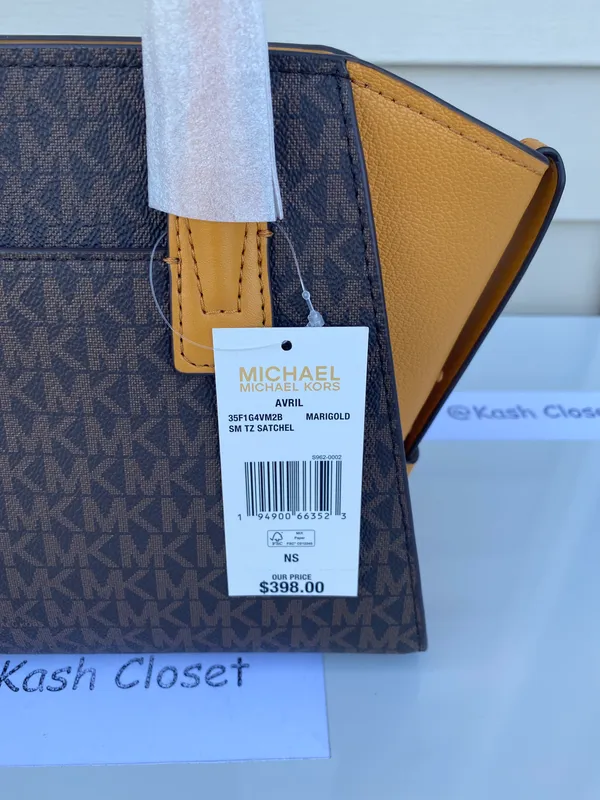 Michael Kors SM Avril Top-Zip Satchel | Purse | Handbag - Marigold - Image 9