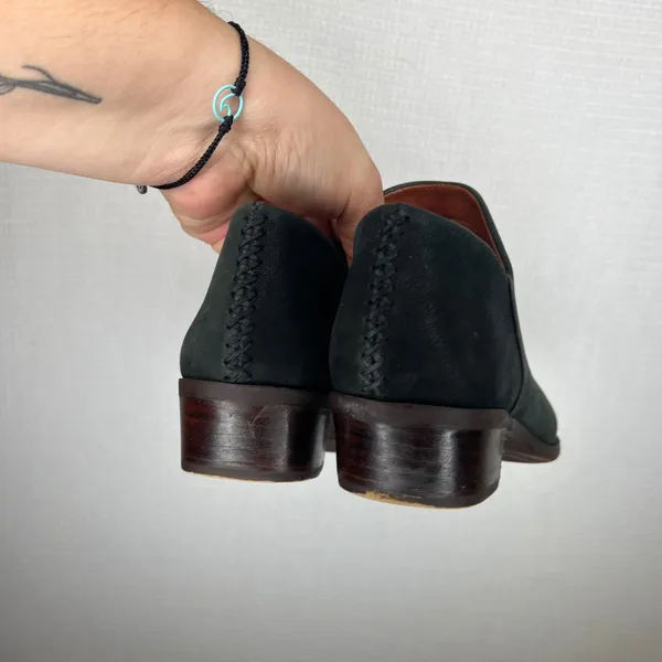 Lucky Brand Basel Black Nubuck Leather Ankle Booties Whipstitch Detail Size 8M - Image 4