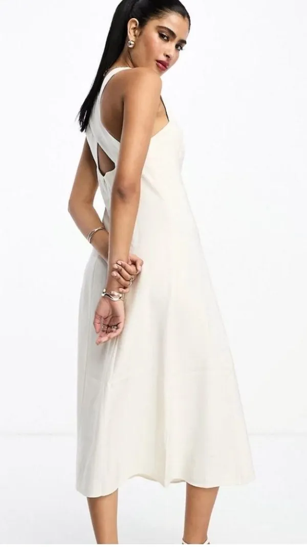 ivory midi crisscross dress - Image 2