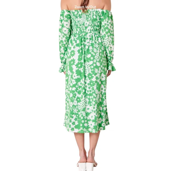 Sugar‎ + Lips Green Floral Smocked Midi Dress Small Cottagecore Boho Romantic - Image 11