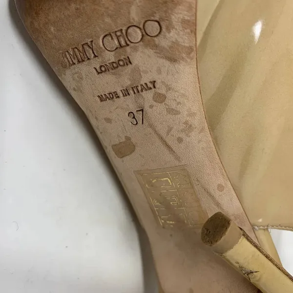 Jimmy Choo Patent Leather‎ Slingback Peep-Toe Platform Pumps Size 37 / US 7 - Image 11