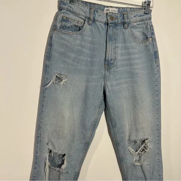 Zara High Waist‎ Ripped Jeans Size 6 Casual Streetwear Y2K Grunge Off-Duty - Image 9