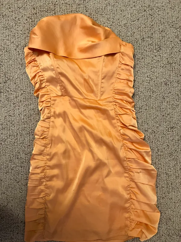 Satin Mini printed Dress Orange Size M - Image 2