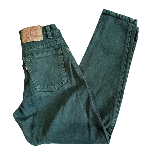Vintage 90s Levis 550 Relaxed Fit Tapered Leg Green Jeans USA Made 5S High Waist - Image 7