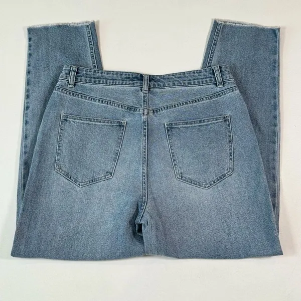 Something Navy Womens Jeans Blue Denim Straight Hi Rise Medium Wash Stretch 8 - Image 8