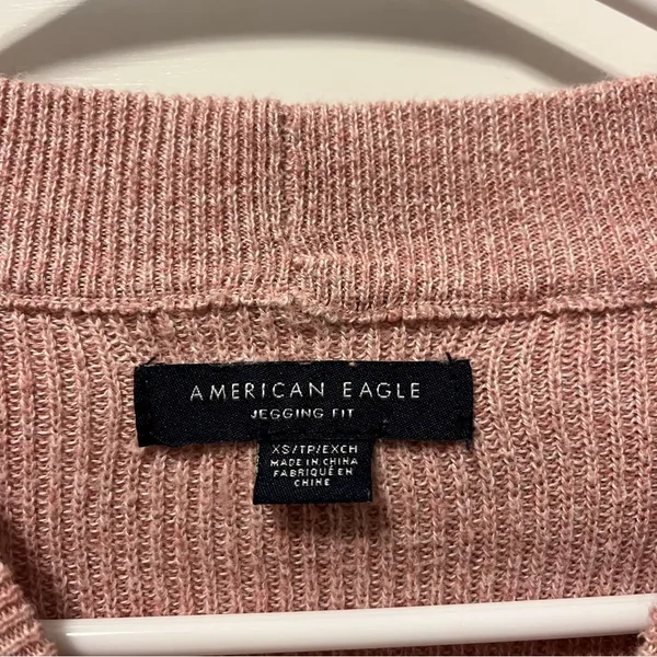 American Eagle Pink & Grey Stripe Sweater - Image 4