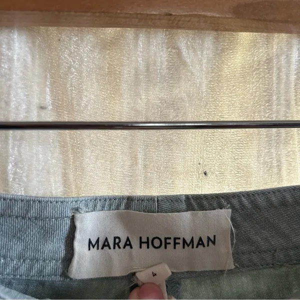 Mara Hoffman Hemp Organic‎ Cotton Arlene Pants Flare Leg Crop Green $362 Size 4 - Image 6