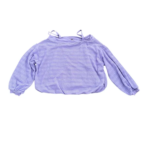 FREE PEOPLE Lilac Sistine Hacci Sweater TOP off shoulder size medium - Image 8