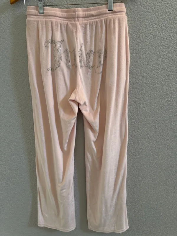 Juicy Couture Pink Og Big Bling Velour Track Pants Size Small - Image 5