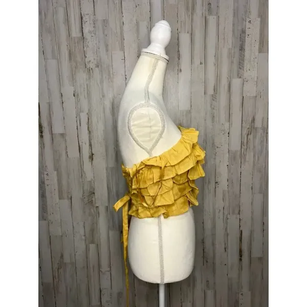 Hello Molly Yellow Ruffled‎ Tulle Corset Top Blouse Size Medium Party Wear - Image 3
