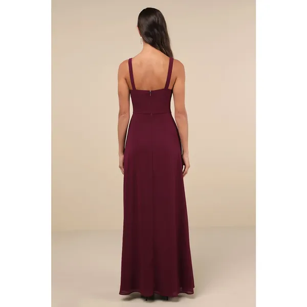 NWT Lulus Remarkable Arrival Plum Purple Sleeveless Maxi Dress Bridesmaid Size M - Image 3
