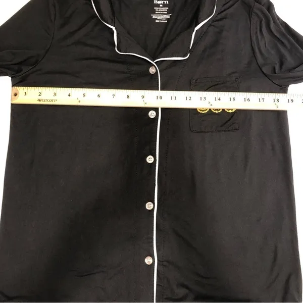 Size M Pajama Top French Bulldogs Pumpkins Black Button Front Halloween - Image 4