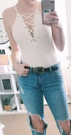 White Laceup Bodysuit - Image 2