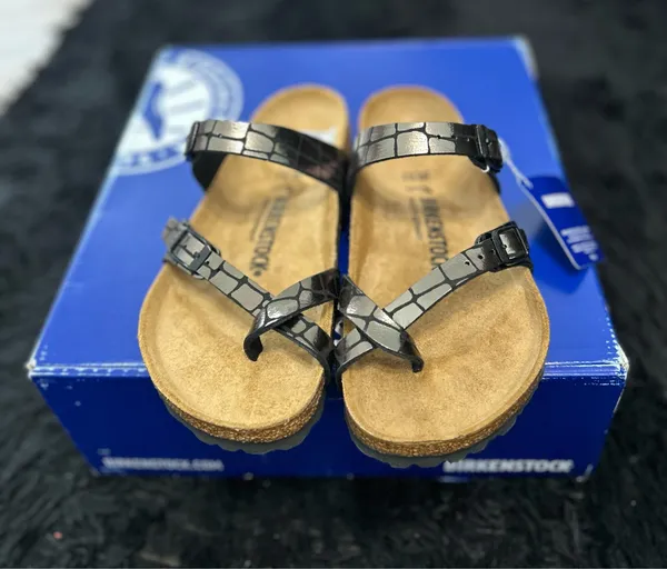 Birkenstock Mayari black metallic gladiator sandals shoes new - Image 2