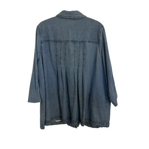Woman Within Chambray Denim Cotton Chore Jacket Size 18/20 Pockets Barn Coat - Image 2