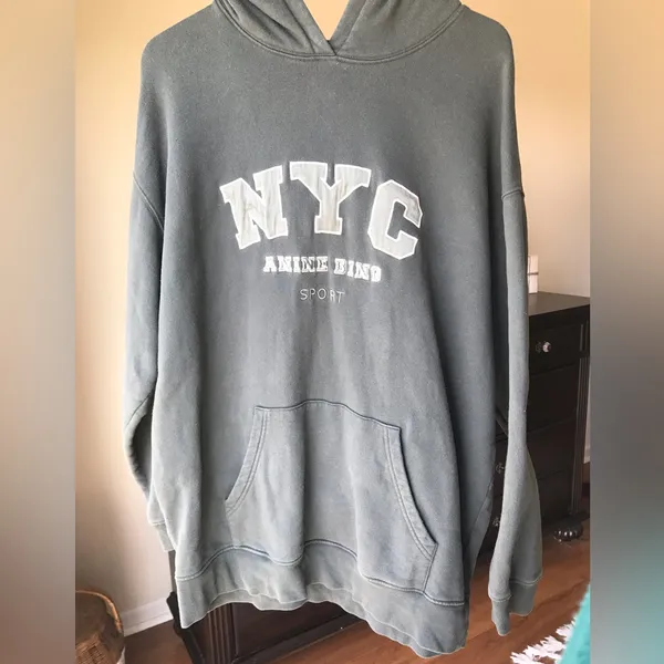 Anine Bing Vincent Hoodie NYC Charcoal Green - Image 16