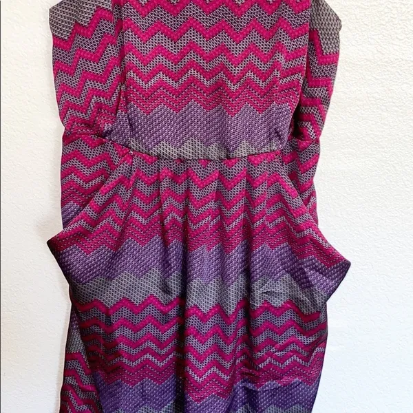 Collective Concepts Chevron Purple Pink & Grey Tank Dress - Image 3