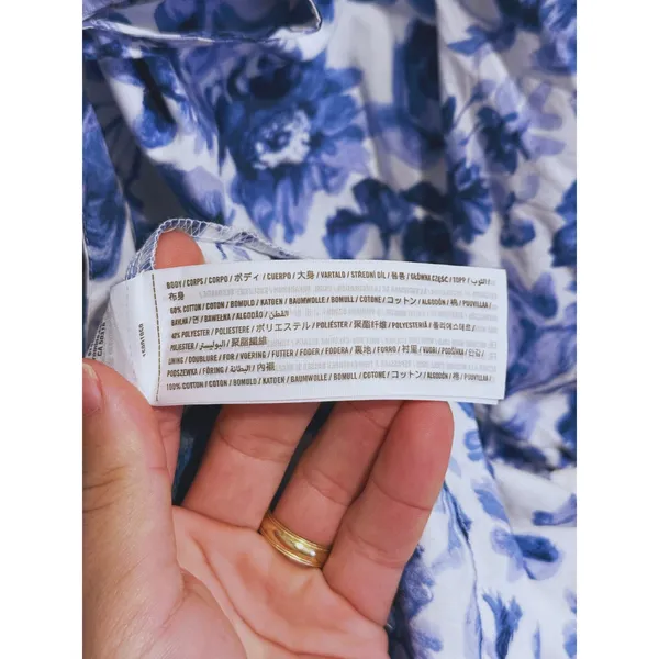NWT Abercrombie Floral Poplin Mini Dress Puff Sleeve Large Blue Cottage Coquette - Image 10