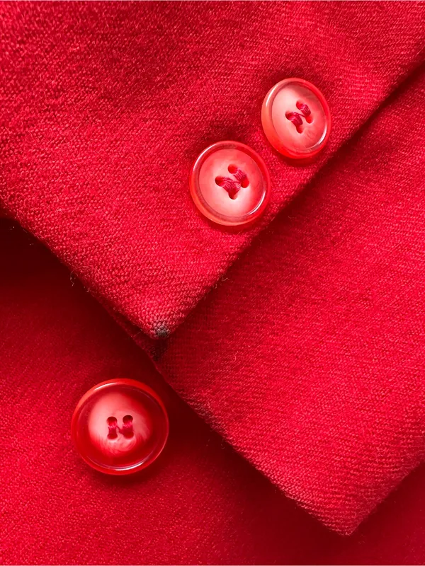 Donna Liara Red Wool Blazer Jacket Double Breasted Italy Size 11/12 Vintage - Image 9