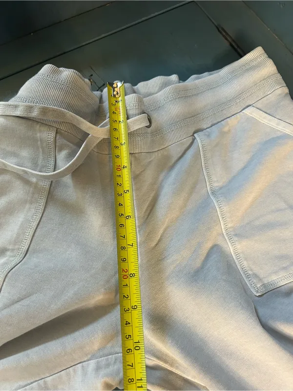 GAP Light Blue/Gray Ribbed Drawstring Waist Cropped Sweatpants | Size Large - Image 9