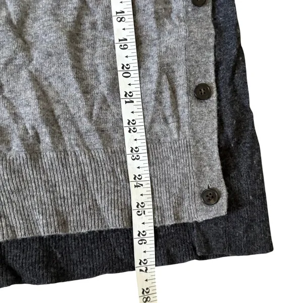 J. Crew Wool Blend‎ Sweater Sz M Gray Black Elbow Patches Two Tone Side Button - Image 8