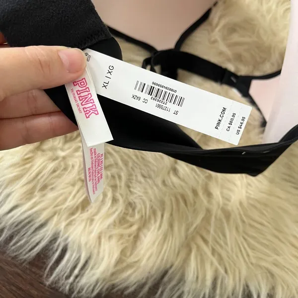 NWT Victoria's Secret PINK Marshmallow Lightly Lined Wireless Comfy Bra Black XL - Image 5