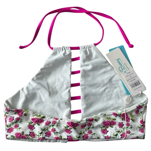 Beach Bunny High Neck Halter Bikini Top Floral Garden Women’s Size Medium NWT - Image 2