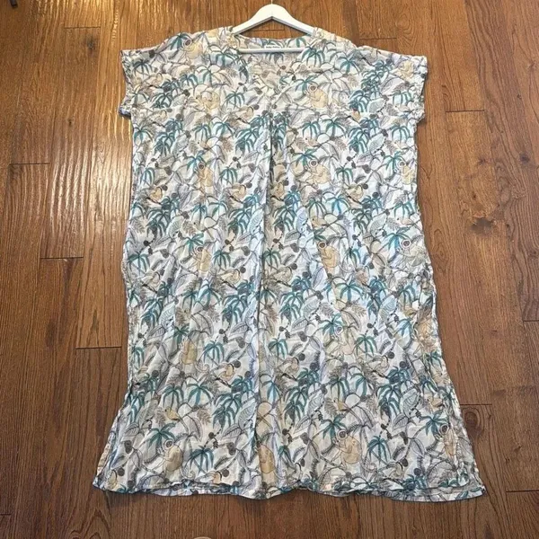 Roller rabbit Goan Forrest Jungle Print Kaftan dress coverup M/L - Image 10