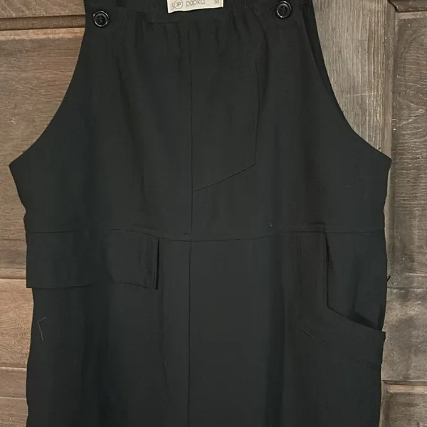 Papka Jumpsuit Black Size Medium Adjustable‎ Button Straps Pockets - Image 3
