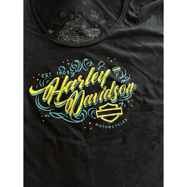 Harley Davidson T Shirt Black Widow Port Charlotte FL Scoop Neck L - Image 4