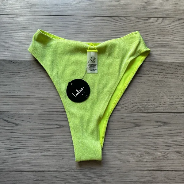 Lulus Green Sparkly High Rise Bikini Bottoms - Image 2