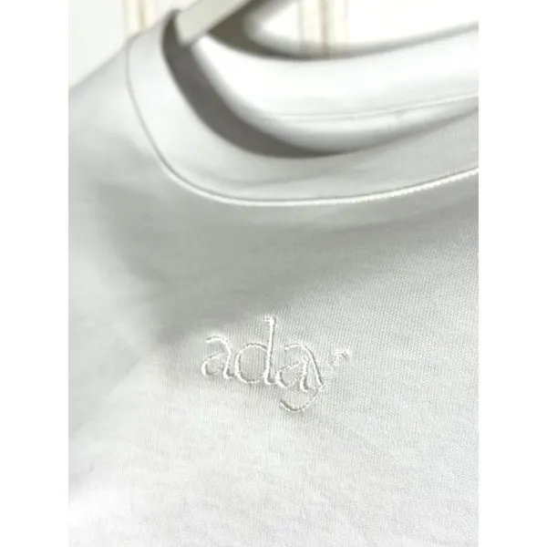 ADAY All Day Long Sleeve White Crew Neck Shirt Organic Cotton Size M - Image 3