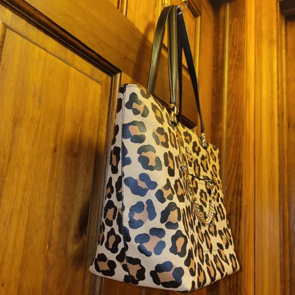 PRICE DROP Coach Town Car Ocelot Leopard Print Tote Leather Tan, Brown & Black - Image 3