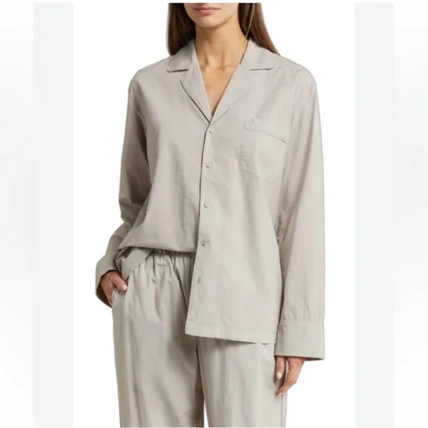 SKIMS COTTON POPLIN BUTTON-UP PAJAMA SHIRT Size Small - Image 4