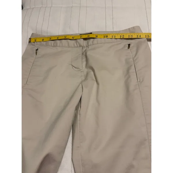 Adidas Stretch Beige Khaki Cropped Golf Pants Womens Size 2 Cargo Zip Pockets - Image 4