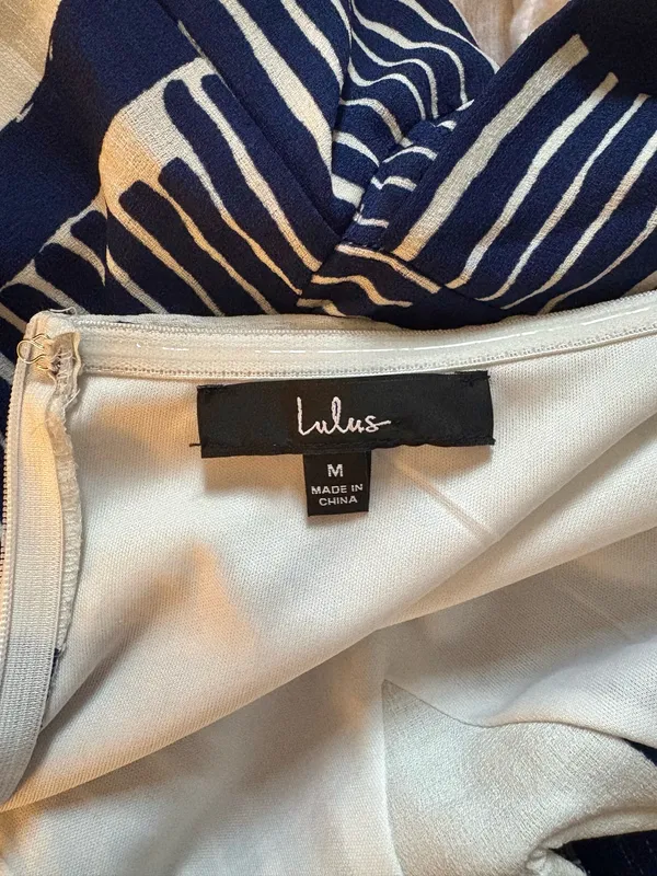 Lulus Delphi Blue and White Striped Tie-Front Strapless Romper - Image 4
