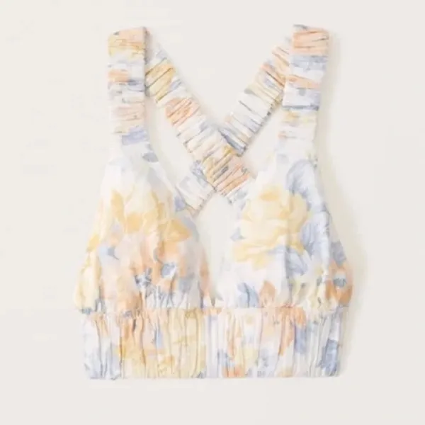 ABERCROMBIE & FITCH Cropped Top‎ Flower Linen Bralette size Small - Image 2