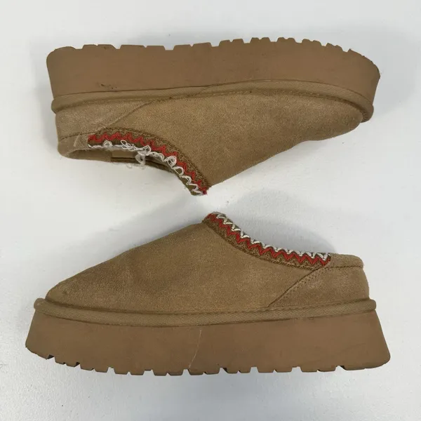 Cushionare Women’s 8.5 Kabuki Genuine Suede Platform Mule Slippers Tazz Beige‎ - Image 4