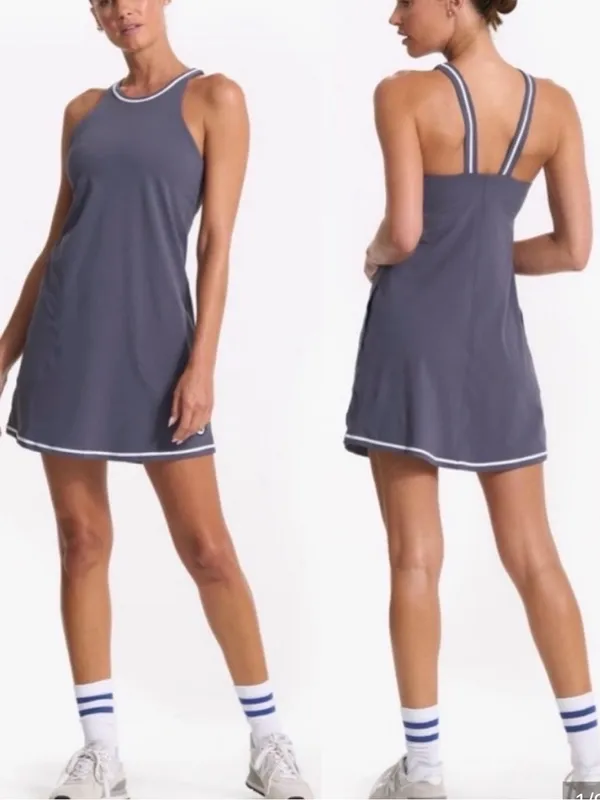 Vuori Womens Volley Dress Azure Grey Medium Activewear Tennis Sporty Gym Yoga - Image 2