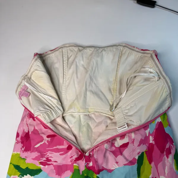 Lilly Pulitzer hot Pink first impression Floral rose Strapless Mini Dress size 4 - Image 4