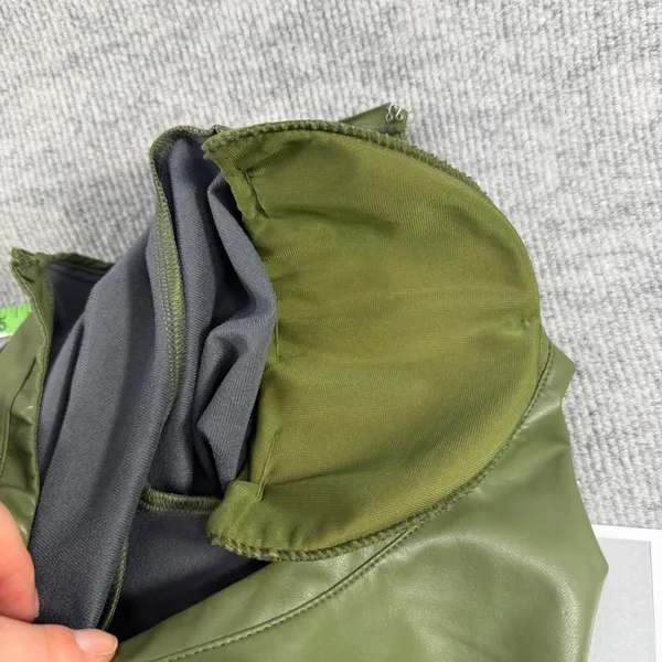Adidas Ivy Park Size XL-1X Bodysuit Faux Leather Long Sleeve Wild Pine Green - Image 9