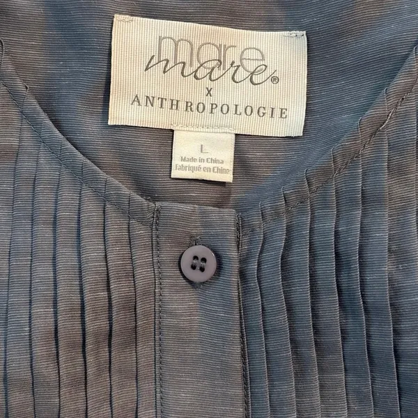 Mare Mare x Anthropologie Size L Agosta Tiered Maxi Dress Slate Gray Blue - Image 5