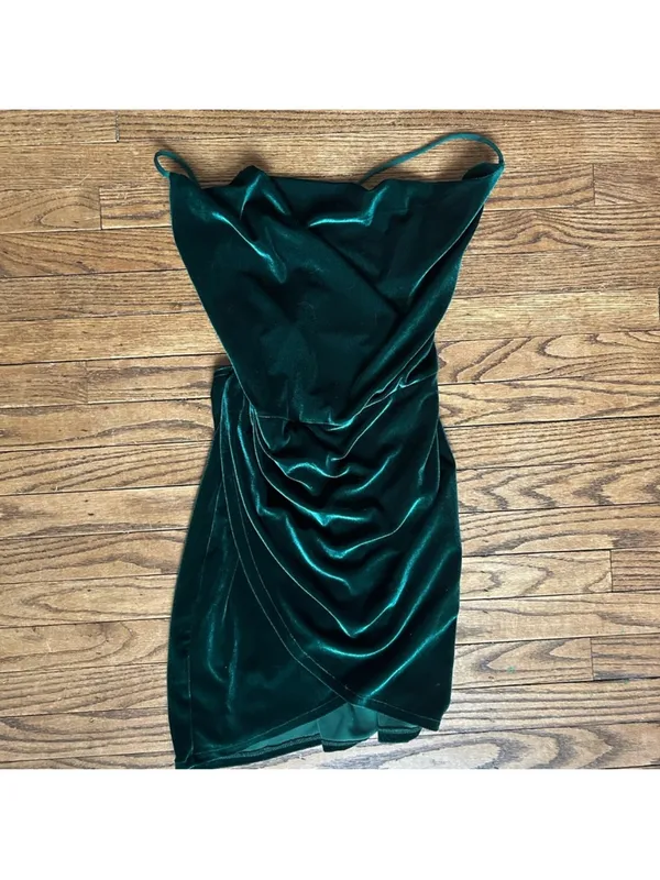 Lucy In the sky Green Velvet Mini Dress Size XSmall - Image 3